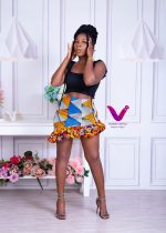 Kplome Ankara Slant Mini Skirt - Image 2