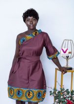 African Print Eno One-Shoulder Dress| S-M