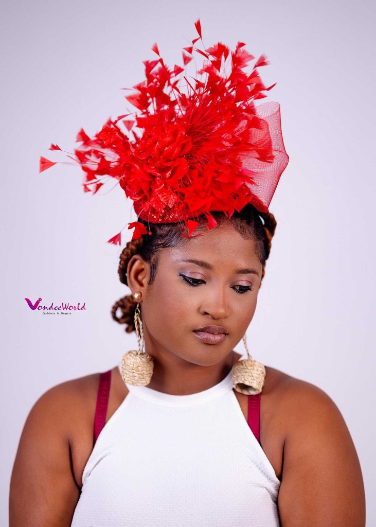 Crimson Bloom Luxury Red Fascinator – Stylish Feathers display picture 2