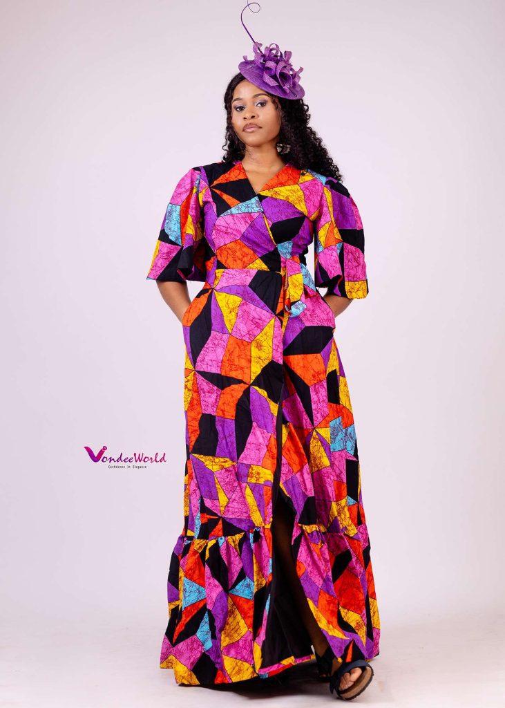 green print dresses for women AFRICAN PRINT UZO MAXI DRESS – littlelushbox main image 1