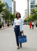 Aba African Print Laptop Bags | Black Leather Accent